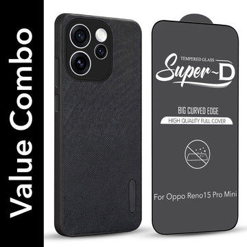For Oppo Reno15 Pro Mini 5G | Oppo Reno 15 Pro Mini 5G Combo (Textured Grip Design | Micro-Fiber Cloth Inside | Oleophobic Coating Screen Glass)