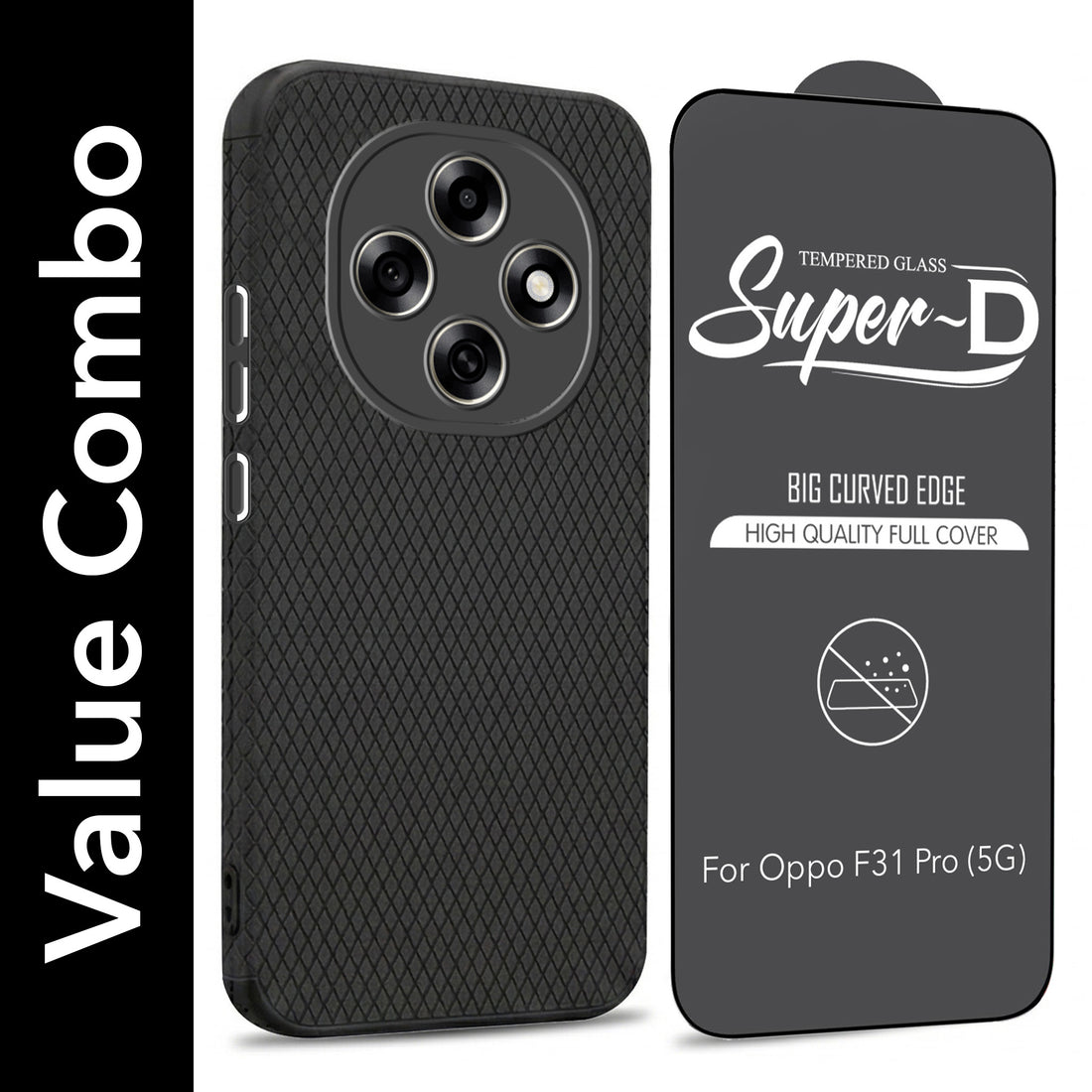 For Oppo F31 Pro Combo with Back Cover and 9H Tempered Glass (Liquid Silicone | Camera Protection | Oleophobic Coating Screen Glass)