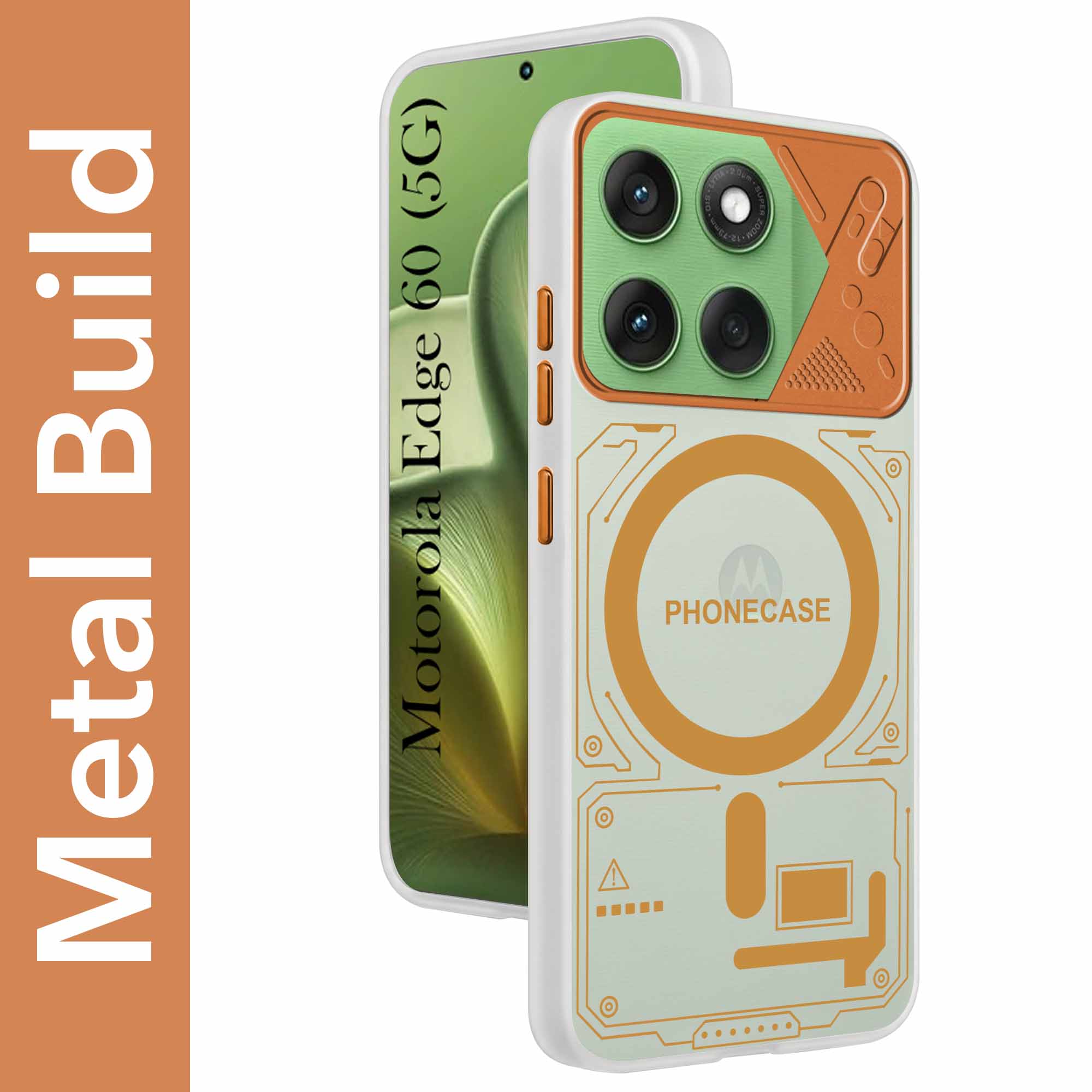 For Motorola Moto Edge 60 Metallic Back Cover Case (Metallic Camera Protection & Buttons | Translucent Milky Shade | Hard Polycarbonate)