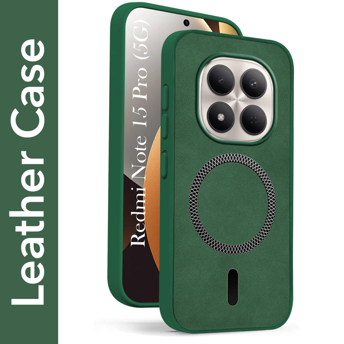 For Xiaomi Redmi Note 15 Pro 5G Back Cover Case Leather Finish (MagSafe Compatible Wireless Charging | Soft Touch | Camera Bump Protection)
