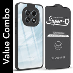 For Oppo F29 Combo with Back Cover and 9H Tempered Glass (Lifetime Anti-Yellow | Crystal Clear Shockproof | Oleophobic Coating Screen Glass)