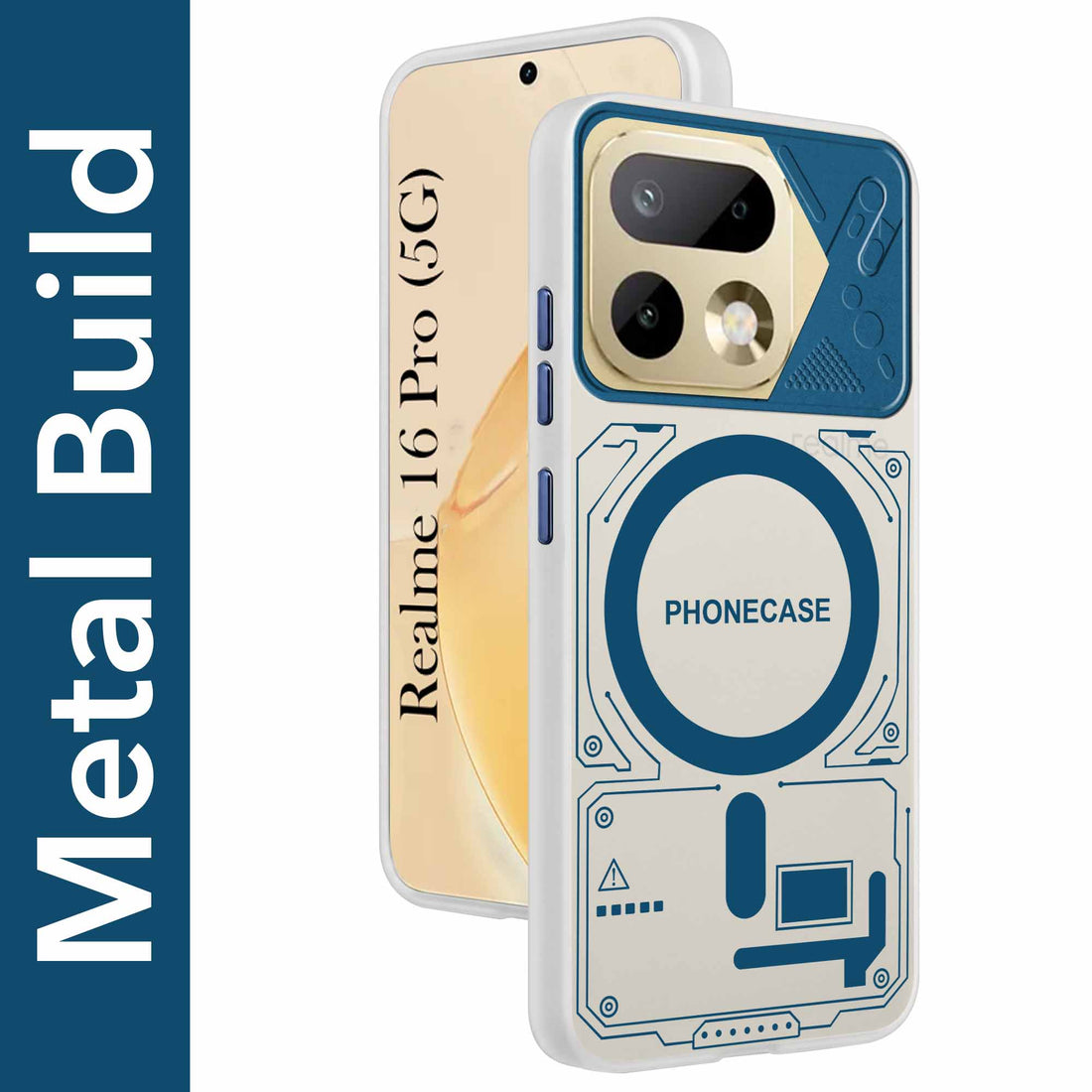 For Realme 16 Pro Metallic Back Cover Case (Metallic Camera Protection & Buttons | Translucent Milky Shade | Hard Polycarbonate)