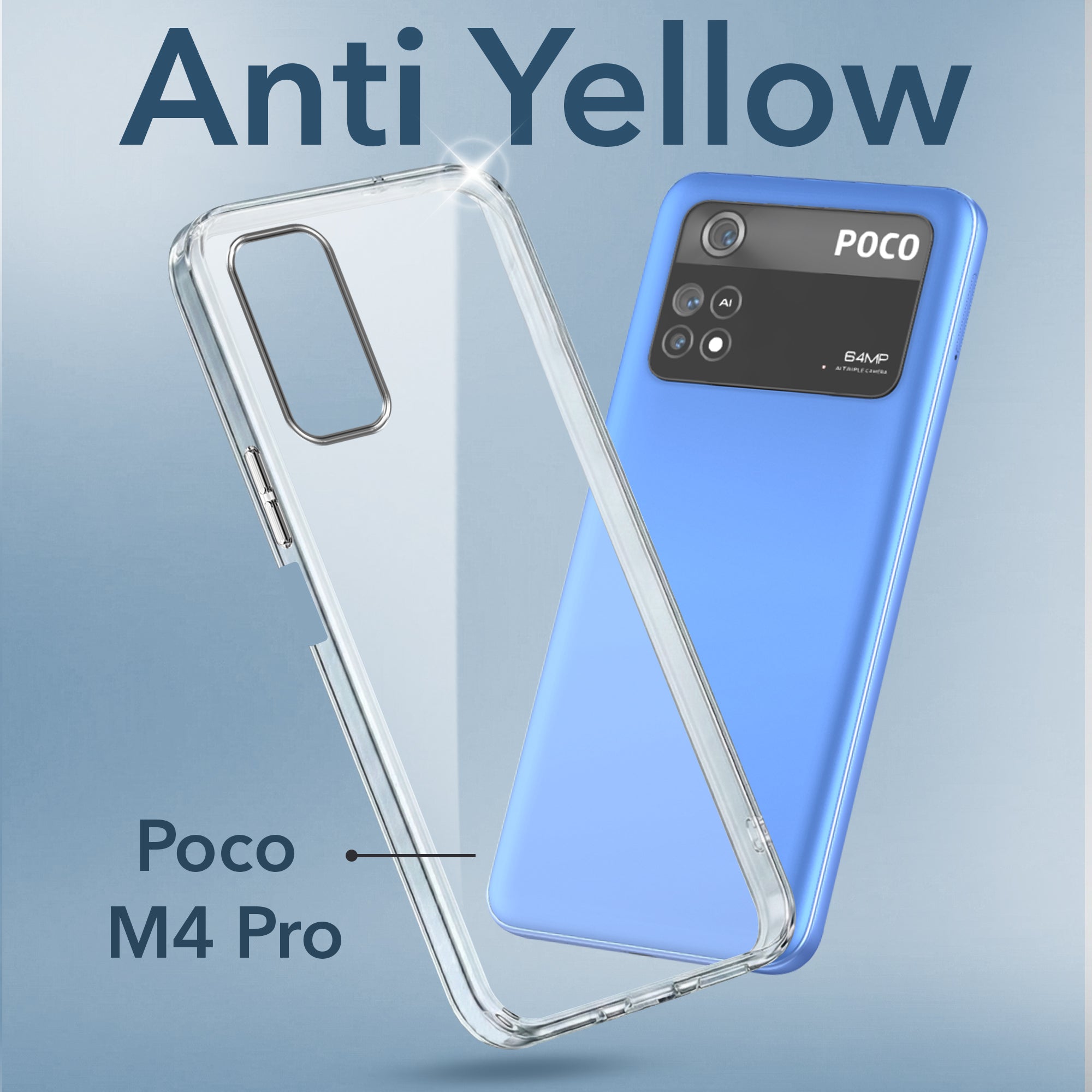 For Poco M4 Pro 4G Back Cover Case Lifetime Anti-Yellow Clear (Sleek Hard Crystal | Shockproof and Camera Protection)