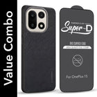 For OnePlus 15 5G Combo with Back Cover and 9H Tempered Glass (Textured Grip Design | Micro-Fiber Cloth Inside | Oleophobic Coating Screen Glass)