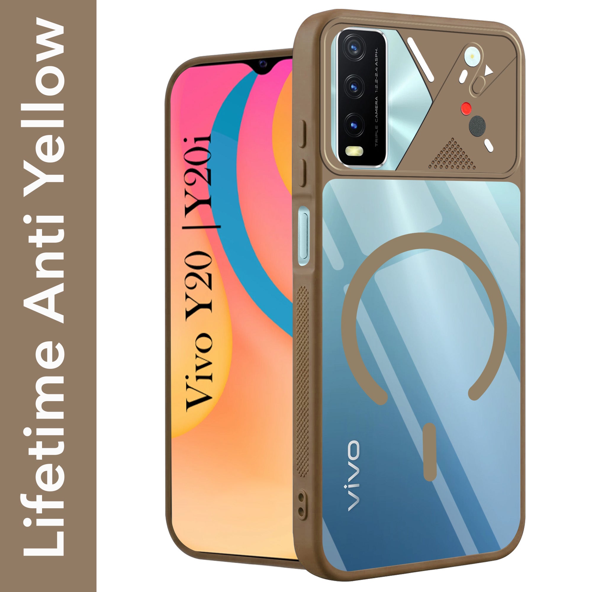 For Vivo Y20 | Y20i Back Cover Case Lifetime Anti-Yellow Clear (Camera Protection | Side Grip | Wireless MagSafe Compatible)