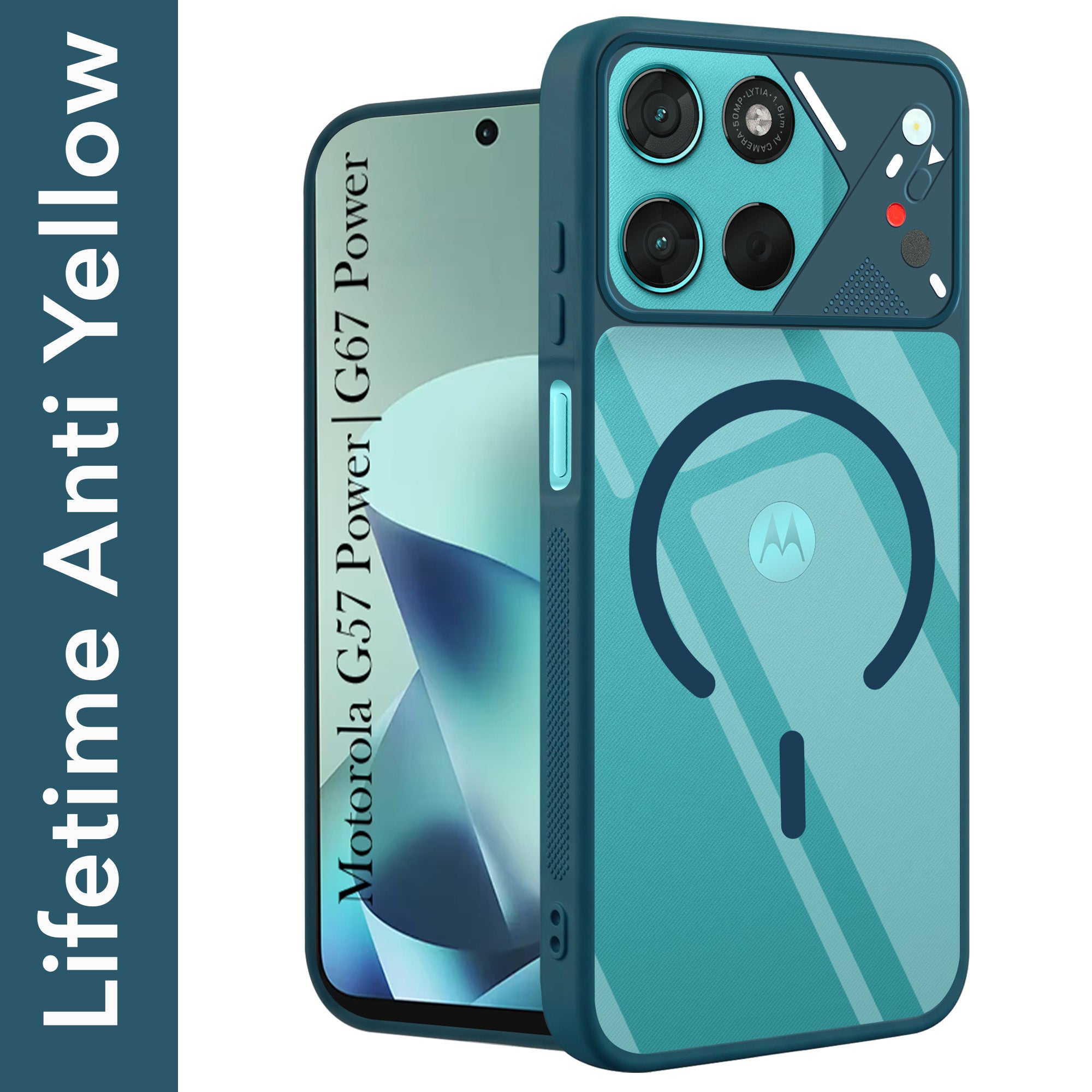 For Motorola Moto G67 Power | G57 Power Back Cover Case Lifetime Anti-Yellow Clear (Camera Protection | Side Grip | Wireless MagSafe Compatible)