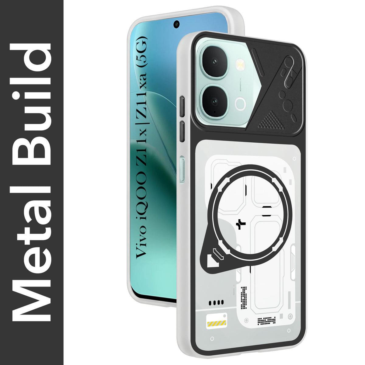 For Vivo iQOO Z11x 5G | Vivo iQOO Z11xa Metallic Back Cover Case (Metallic Camera Protection & Buttons | Translucent Milky Shade | Hard Polycarbonate)