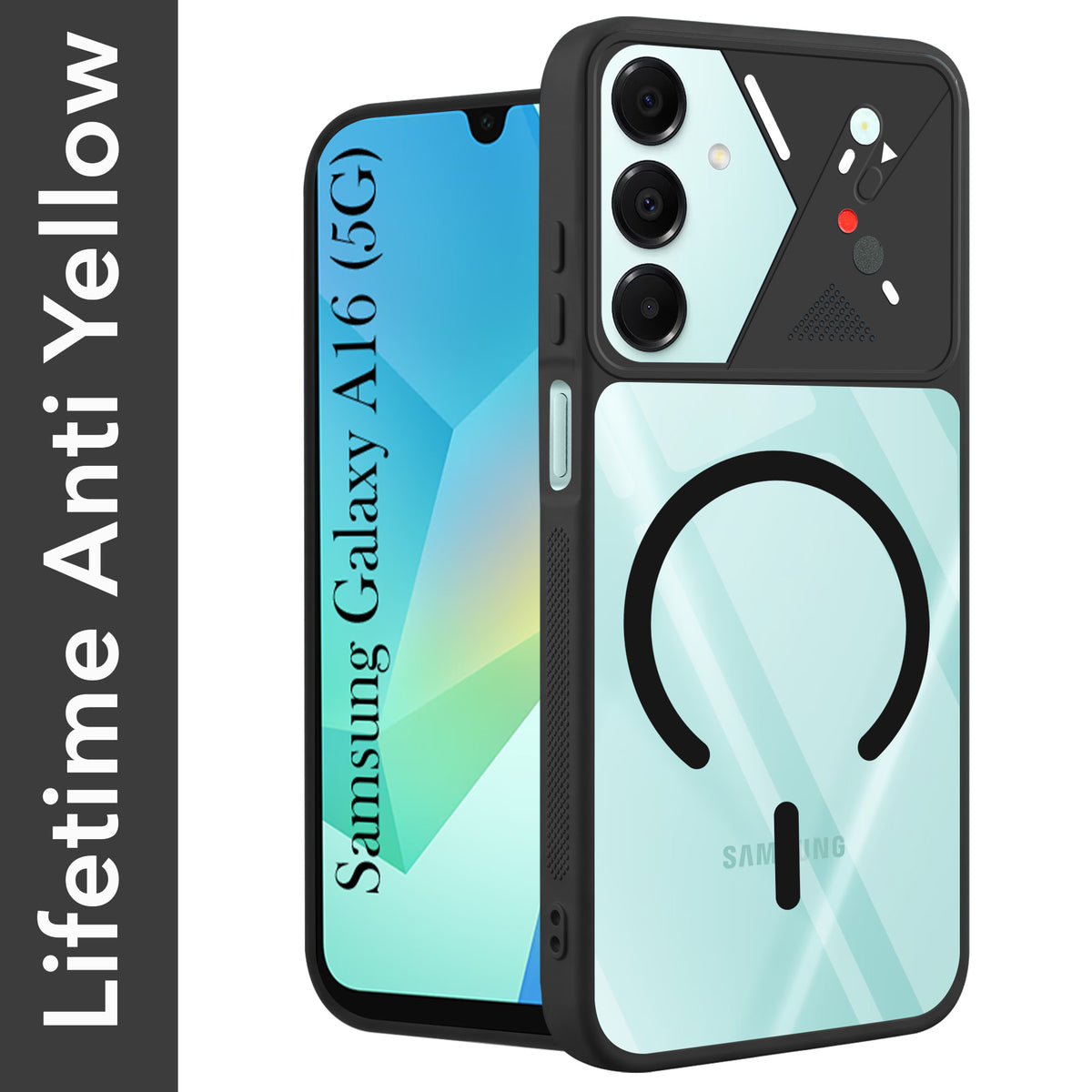 For Samsung Galaxy A16 5G Back Cover Case Lifetime Anti-Yellow Clear (Camera Protection | Side Grip | Wireless MagSafe Compatible)