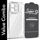 For Oppo Reno15 Pro Mini 5G | Oppo Reno 15 Pro Mini 5G Combo with Back Cover and 9H Tempered Glass (Lifetime Anti-Yellow | Sleek Hard Crystal | Oleophobic Coating Screen Glass)