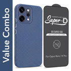 For Oppo Reno14 Pro 5G | Oppo Reno 14 Pro 5G Combo with Back Cover and 9H Tempered Glass (Liquid Silicone | Camera Protection | Oleophobic Coating Screen Glass)