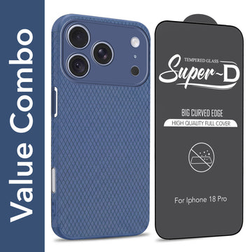 For Apple iPhone 18 Pro Combo with Back Cover and 9H Tempered Glass (Liquid Silicone | Camera Protection | Oleophobic Coating Screen Glass)