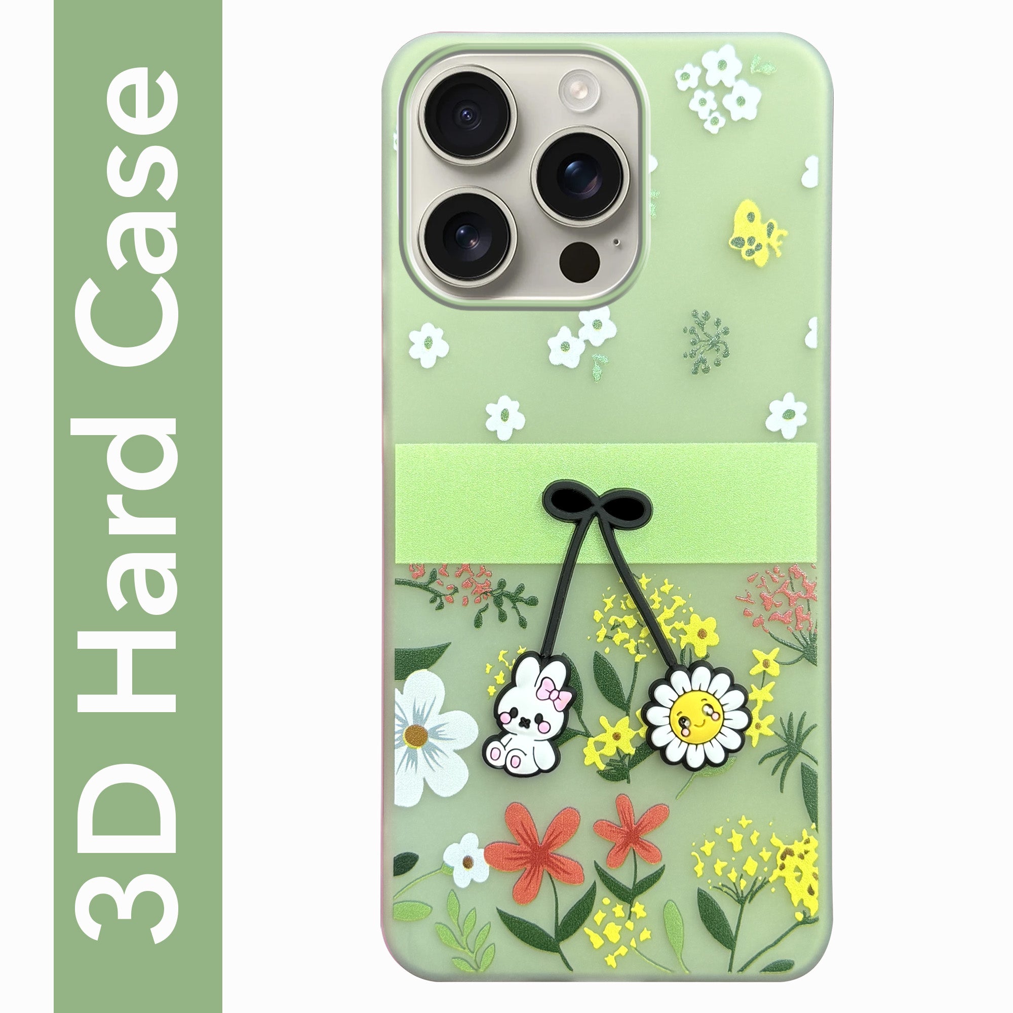 For Apple iPhone 16 Pro Back Cover Case (3D Cute Cartoons | Hard Back Side Soft | Matte Premium Finish | HD Printing)