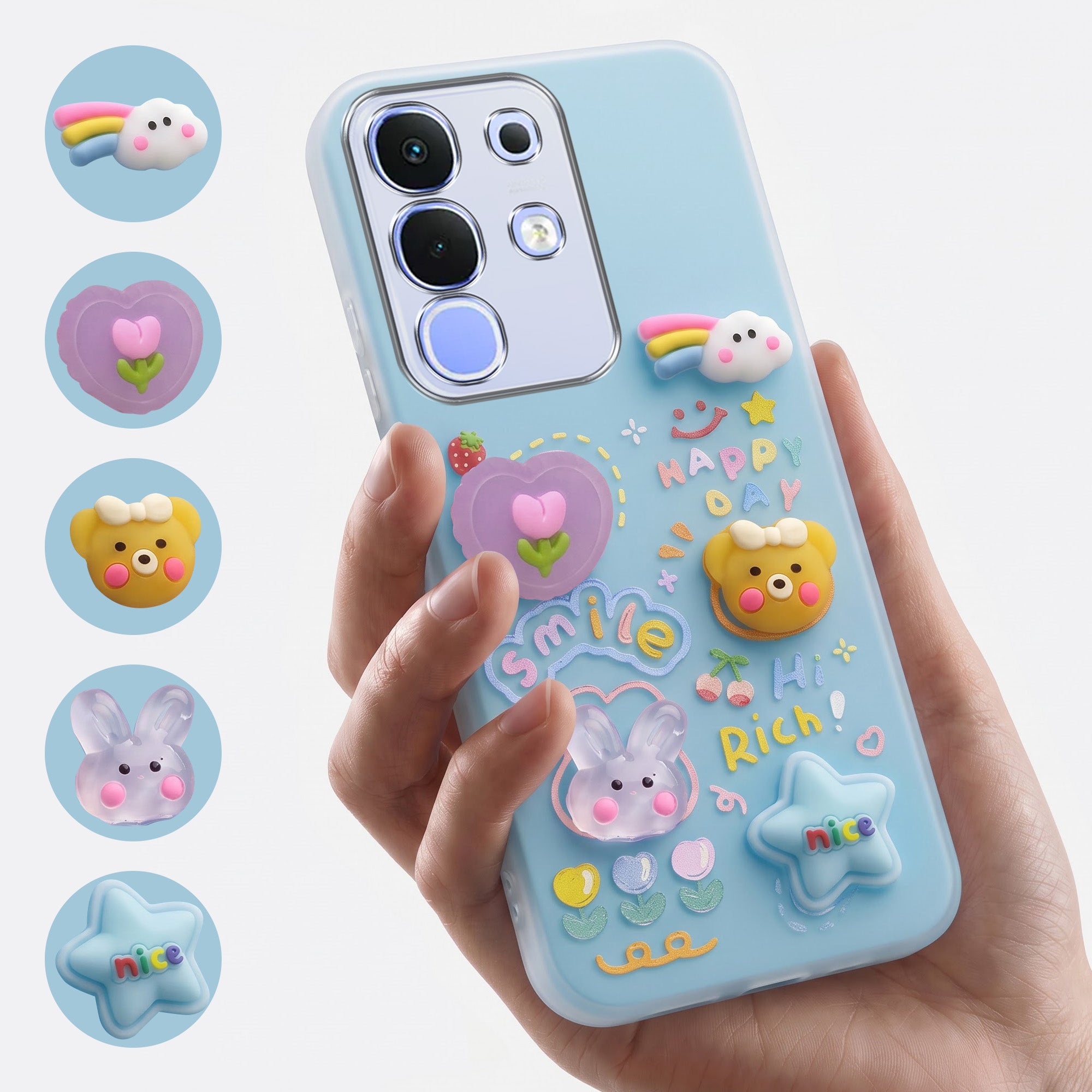 For Vivo iQOO Z10x Back Cover Case (Cute 3D cartoon charms design | Slim Aesthetic Case for Girls | Camera Protection | Hard Unbreakable)