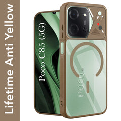 For Poco C85 5G Back Cover Case Lifetime Anti-Yellow Clear (Camera Protection | Side Grip | Wireless MagSafe Compatible)