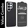 For Samsung Galaxy S25 Ultra Combo (Textured Grip Design | Micro-Fiber Cloth Inside | Oleophobic Coating Screen Glass)