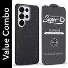 For Samsung Galaxy S25 Ultra Combo (Textured Grip Design | Micro-Fiber Cloth Inside | Oleophobic Coating Screen Glass)