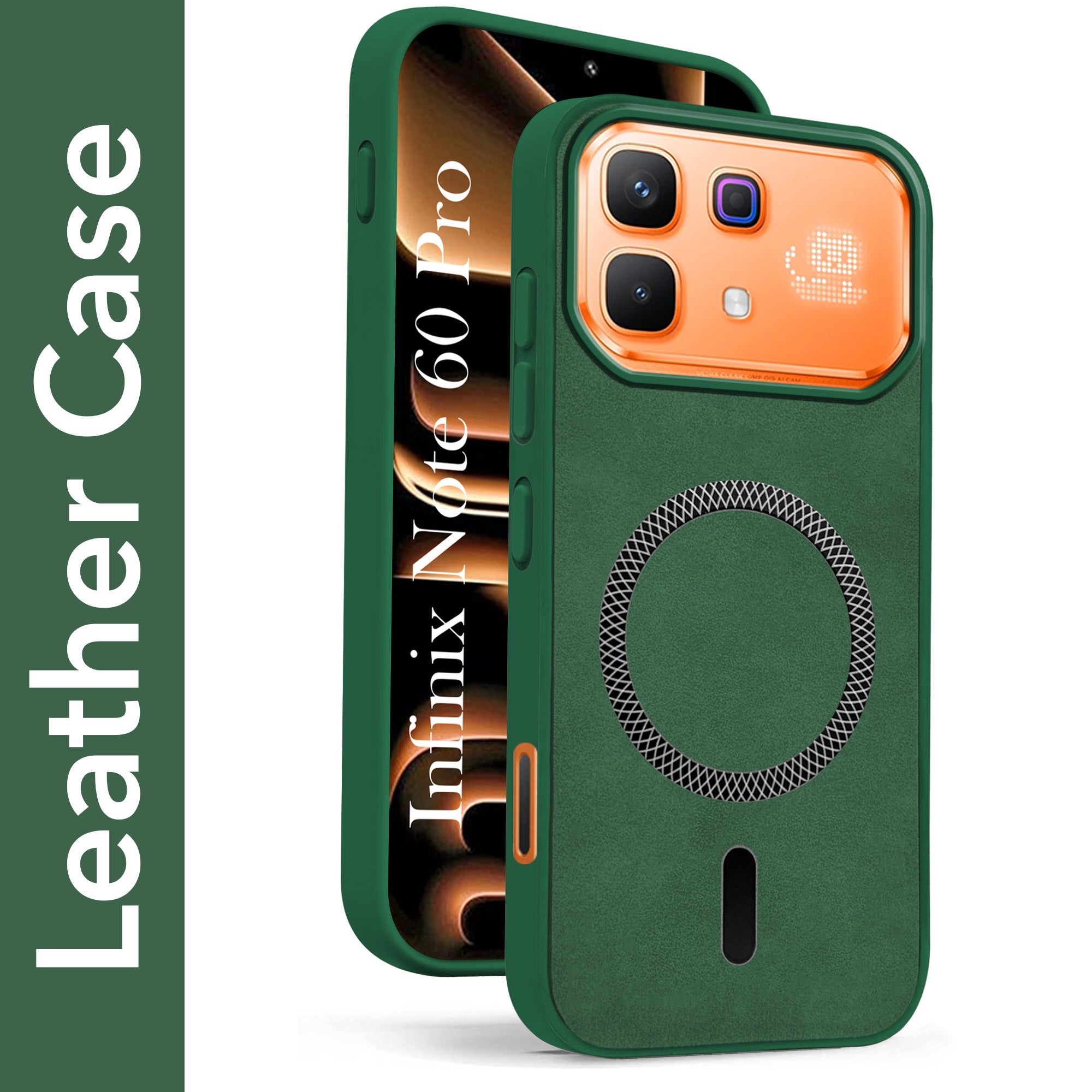 For Infinix Note 60 Pro 5G Back Cover Case Leather Finish (MagSafe Compatible Wireless Charging | Soft Touch | Camera Bump Protection)