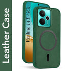 For Realme 14T Back Cover Case Leather Finish (MagSafe Compatible Wireless Charging | Soft Touch | Camera Bump Protection)