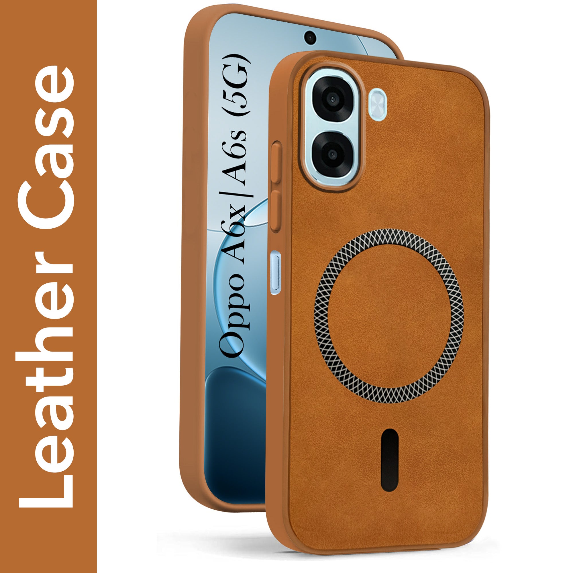 For Oppo A6X | Oppo A6S Back Cover Case Leather Finish (MagSafe Compatible Wireless Charging | Soft Touch | Camera Bump Protection)