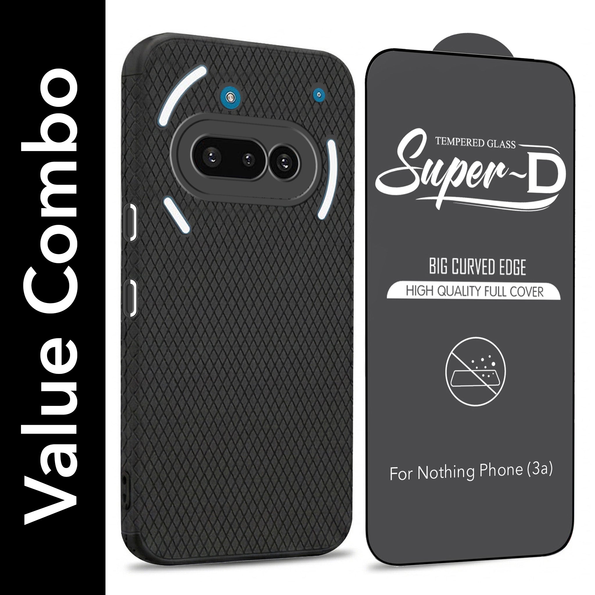For Nothing Phone 3A Combo with Back Cover and 9H Tempered Glass (Liquid Silicone | Camera Protection | Oleophobic Coating Screen Glass)