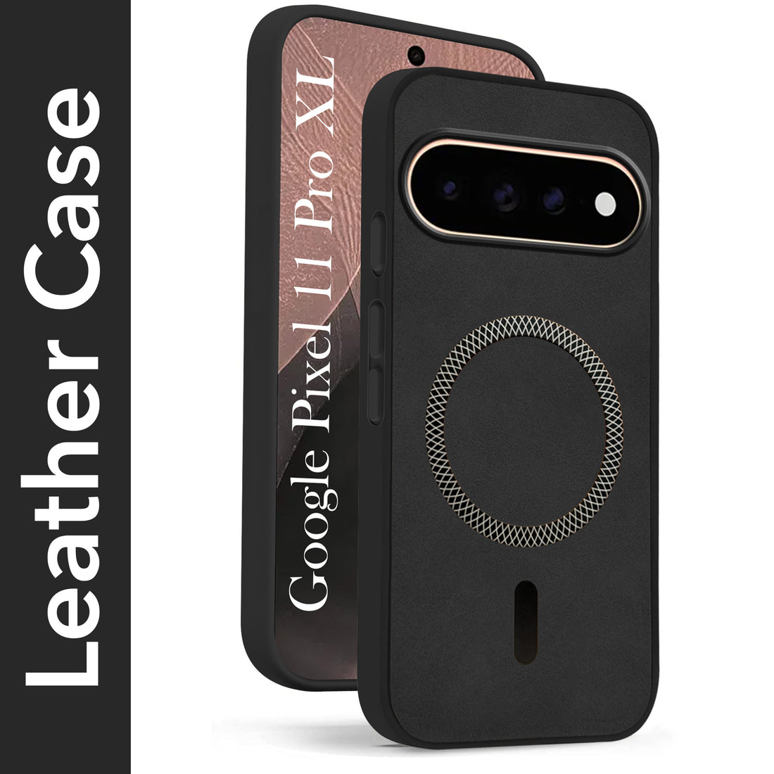 For Google Pixel 11 Pro XL Back Cover Case Leather Finish (MagSafe Compatible Wireless Charging | Soft Touch | Camera Bump Protection)