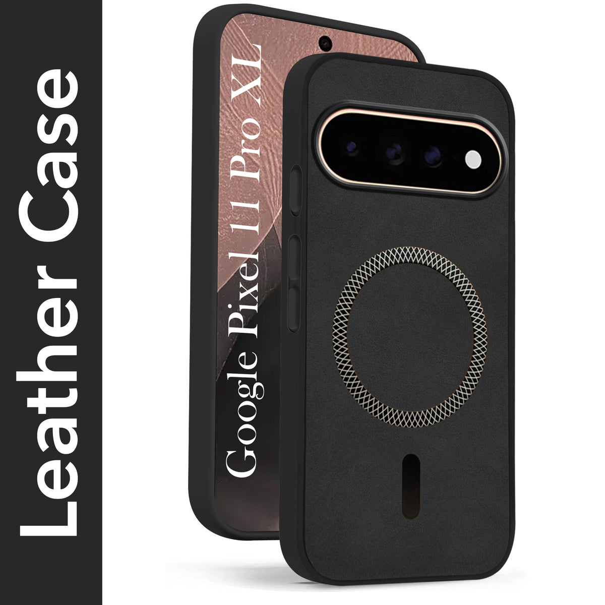 For Google Pixel 11 Pro XL Back Cover Case Leather Finish (MagSafe Compatible Wireless Charging | Soft Touch | Camera Bump Protection)