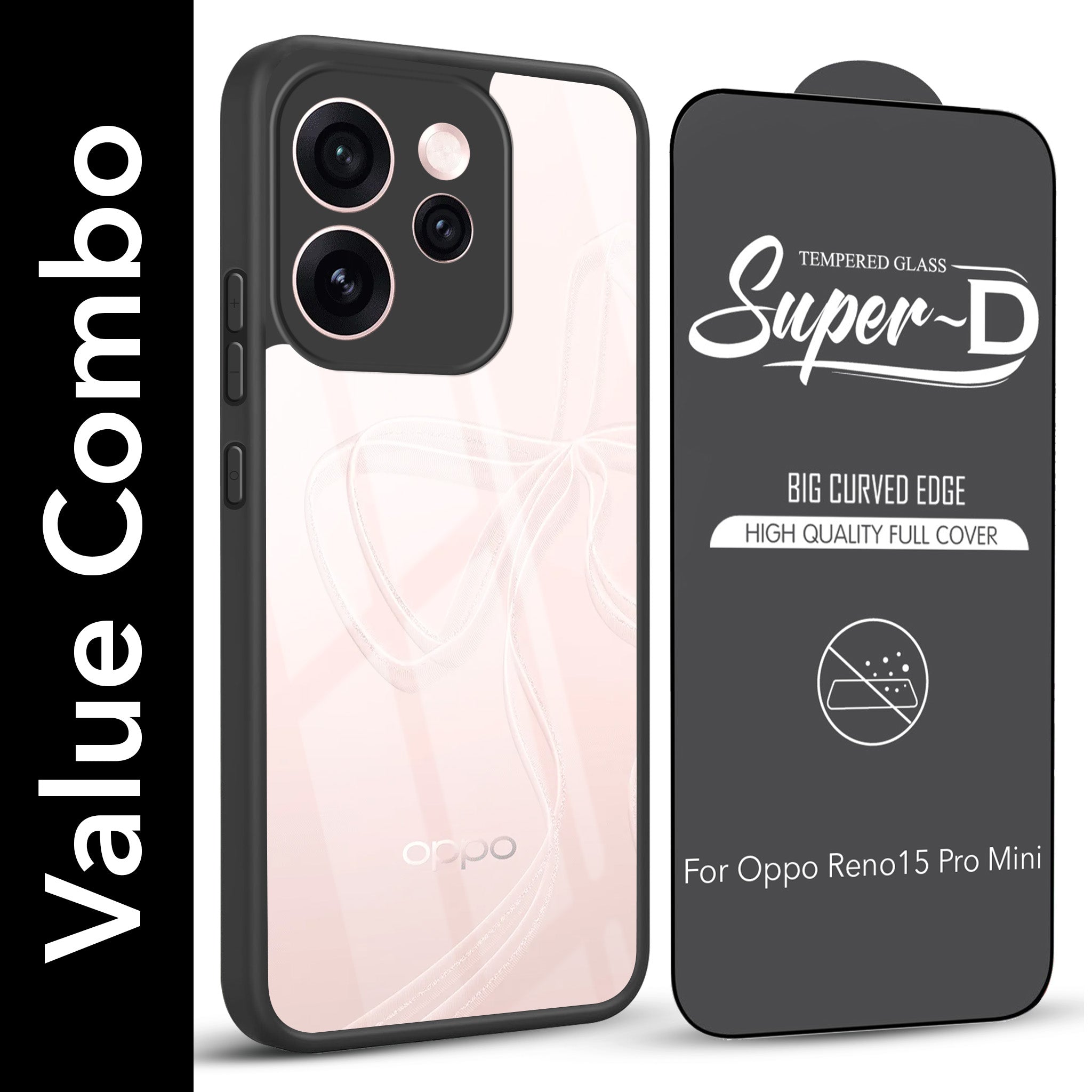 For Oppo Reno15 Pro Mini 5G | Oppo Reno 15 Pro Mini 5G Combo with Back Cover and 9H Tempered Glass (Lifetime Anti-Yellow | Crystal Clear Shockproof | Oleophobic Coating Screen Glass)
