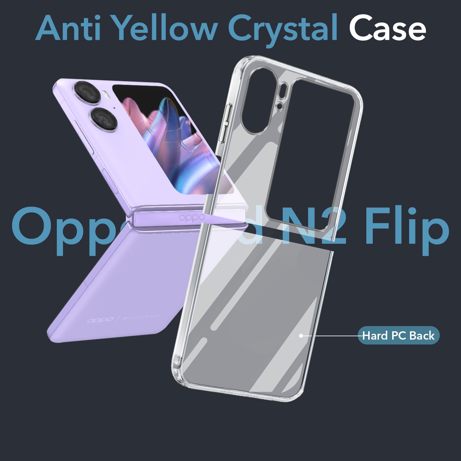 For Oppo Find N2 Flip Back Cover Case (Hard Anti Yellow Clear Case | Sleek Hard Crystal Clear | Drop & Camera Protection | Shockproof Polycarbonate)
