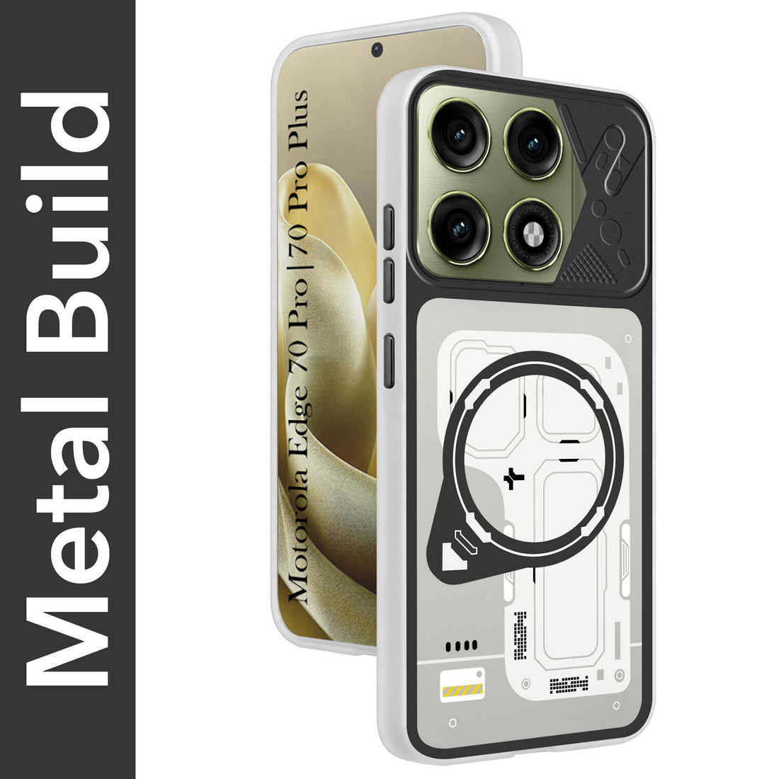 For Motorola Edge 70 Pro | Edge 70 Pro Plus Metallic Back Cover Case (Metallic Camera Protection & Buttons | Translucent Milky Shade | Hard Polycarbonate)