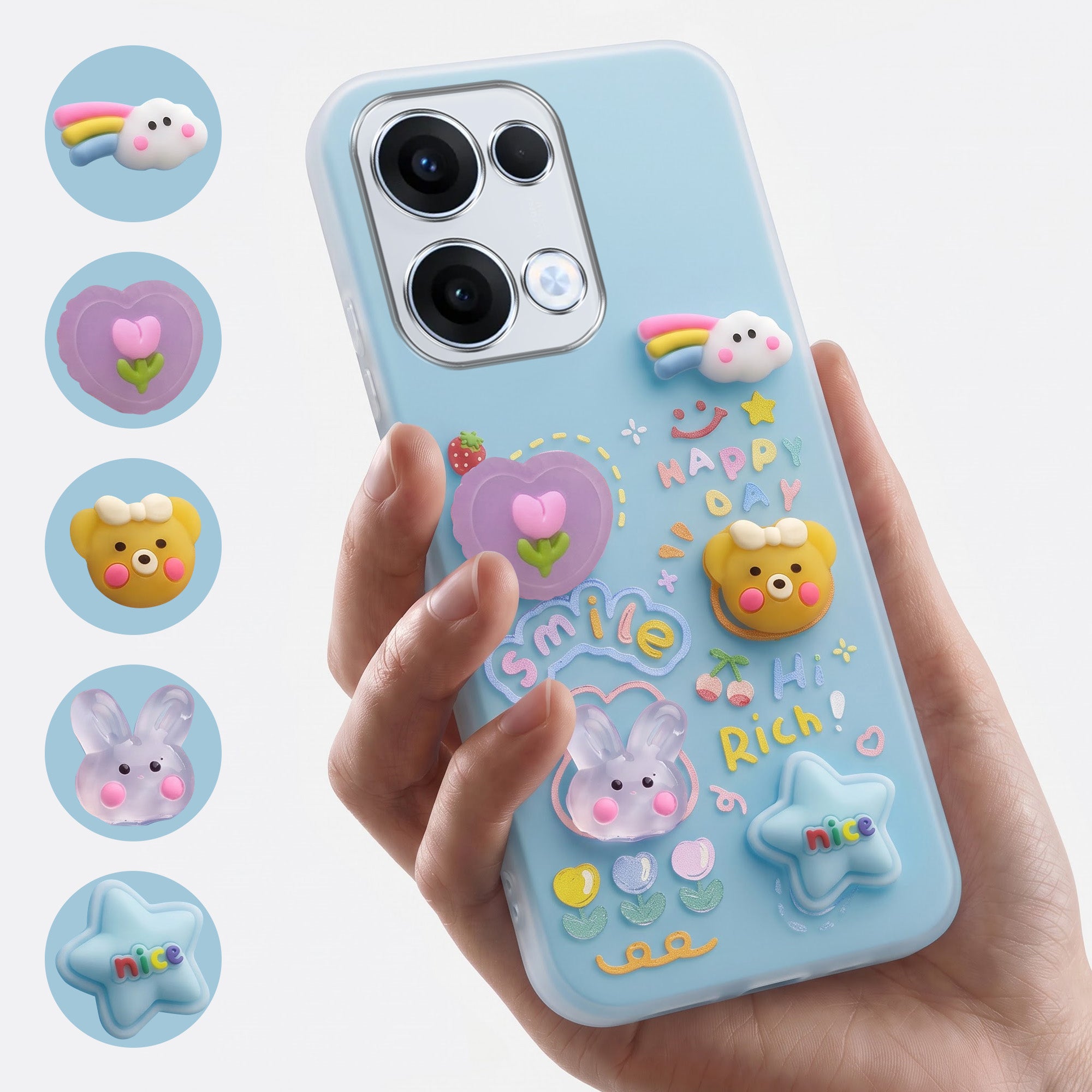 For Oppo Reno13 5G | Oppo Reno 13 5G Back Cover Case (3D Cute Cartoons | Hard Back Side Soft | Matte Premium Finish | HD Printing)