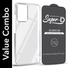 For Motorola Moto Edge 50 Fusion Combo with Back Cover and 9H Tempered Glass (Lifetime Anti-Yellow | Sleek Hard Crystal | Oleophobic Coating Screen Glass)