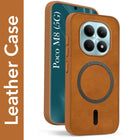 For Poco M8 5G Back Cover Case Leather Finish (MagSafe Compatible Wireless Charging | Soft Touch | Camera Bump Protection)