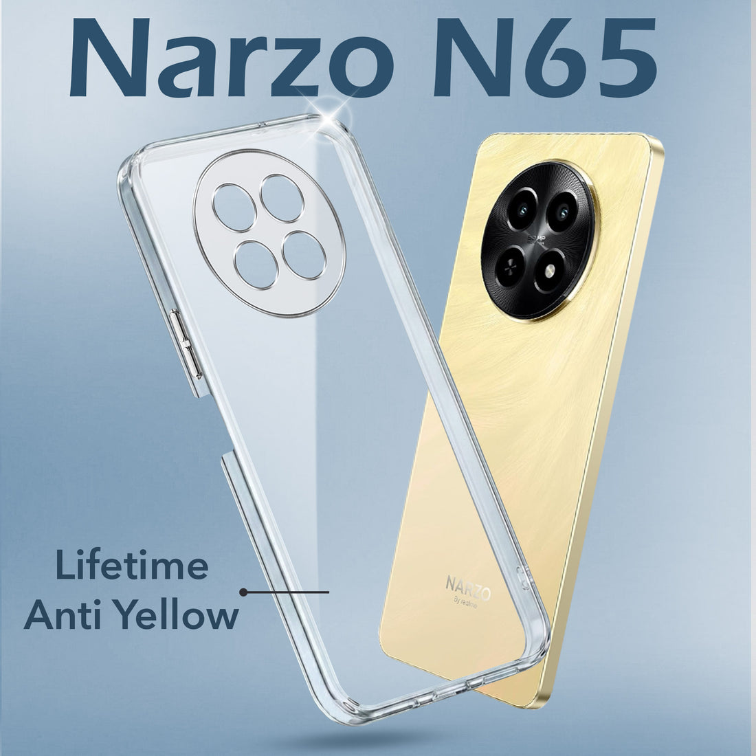 For Realme Narzo N65 5G Back Cover Case (Hard Anti Yellow Clear Case | Sleek Hard Crystal Clear | Drop & Camera Protection | Shockproof Polycarbonate)