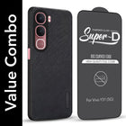For Vivo Y31 5G Combo (Textured Grip Design | Micro-Fiber Cloth Inside | Oleophobic Coating Screen Glass)