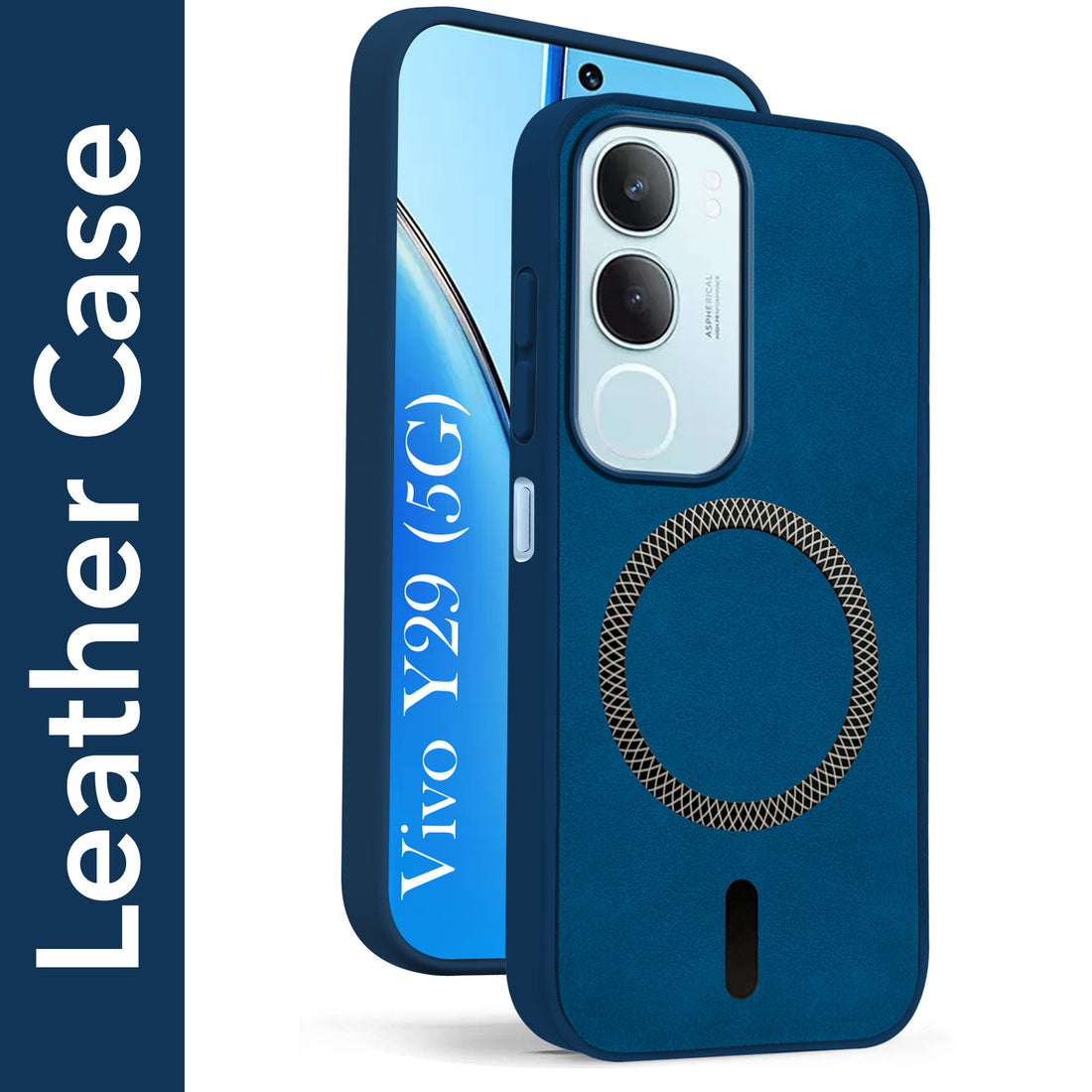 For Vivo Y29 Back Cover Case Leather Finish (MagSafe Compatible Wireless Charging | Soft Touch | Camera Bump Protection)