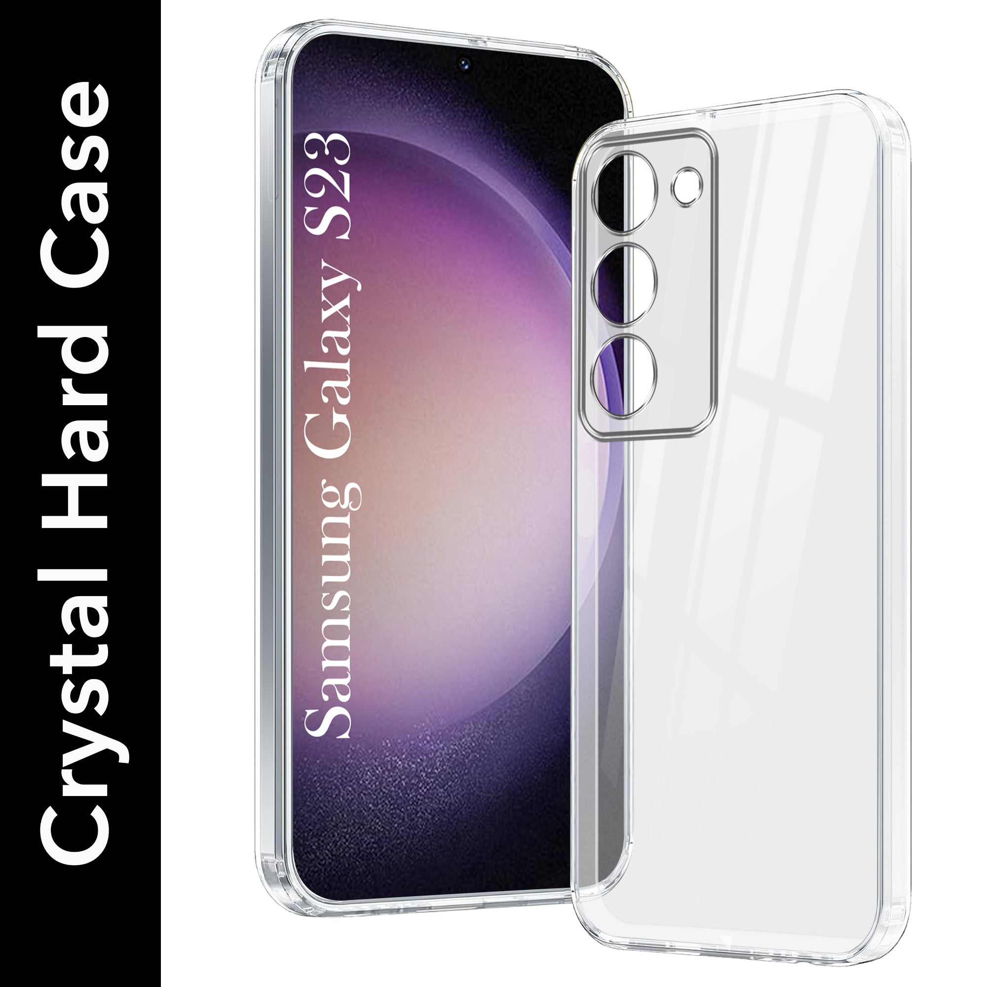 For Samsung Galaxy S23 5G Back Cover Case (Hybrid Crystal Panel with Side Soft PU | Camera Protection | HD Clear Shockproof)