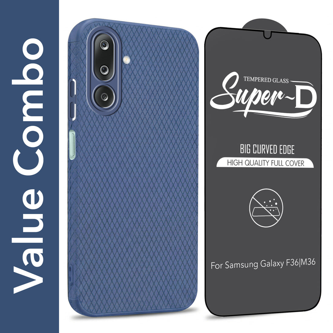 For Samsung Galaxy M36 | Samsung Galaxy F36 Combo with Back Cover and 9H Tempered Glass (Liquid Silicone | Camera Protection | Oleophobic Coating Screen Glass)