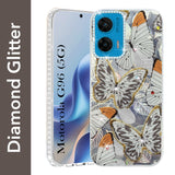 For Motorola Moto G96 Back Cover Case (Luxury Floral Glitter Cute Butterfly | Diamond Studded Camera Bump | Girls & Women Design)