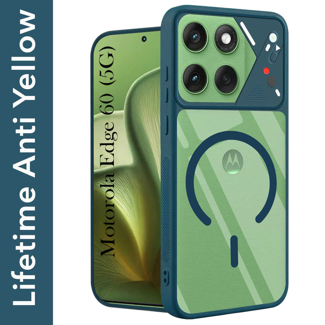 For Motorola Moto Edge 60 Back Cover Case Lifetime Anti-Yellow Clear (Camera Protection | Side Grip | Wireless MagSafe Compatible)