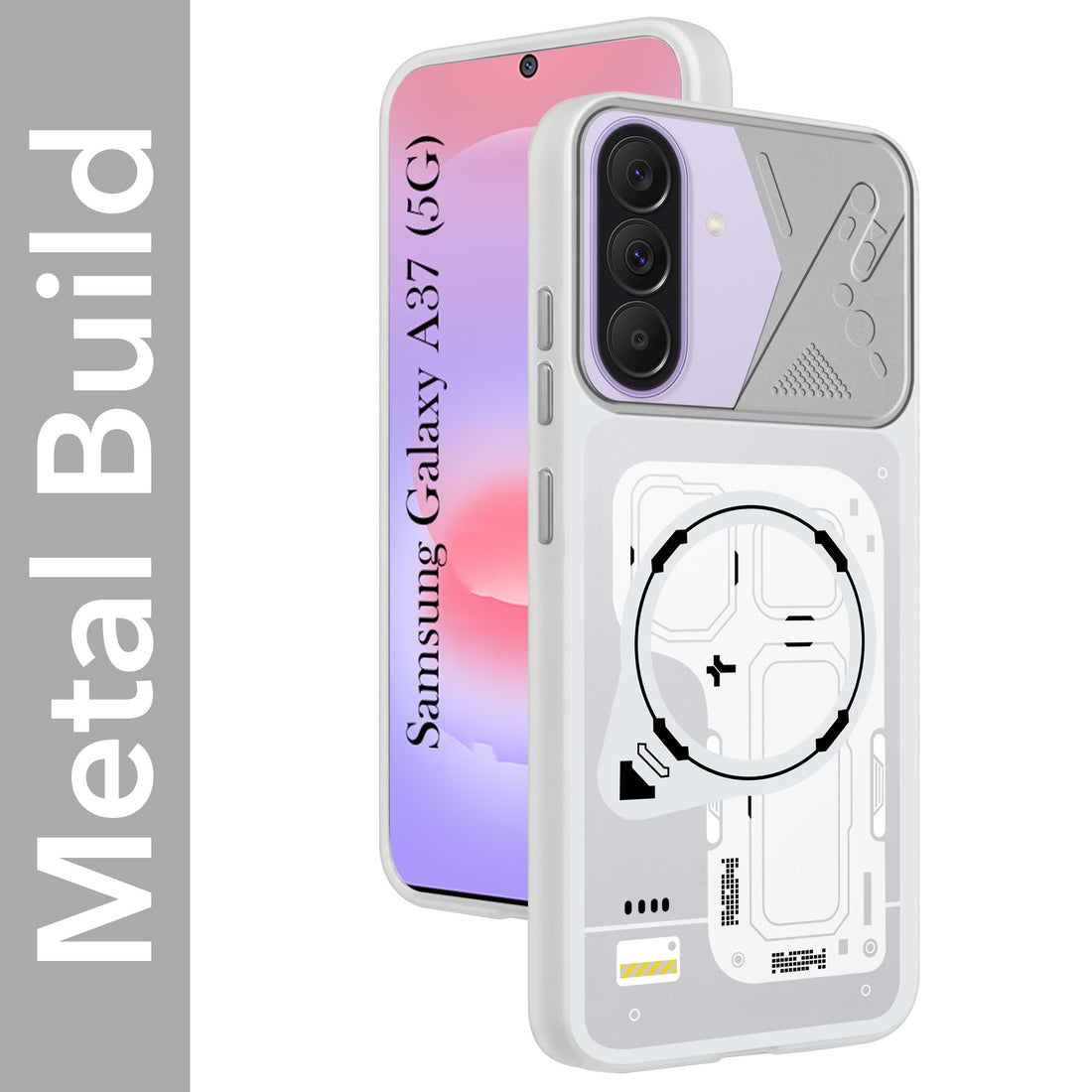 For Samsung Galaxy A37 5G Metallic Back Cover Case (Metallic Camera Protection & Buttons | Translucent Milky Shade | Hard Polycarbonate)