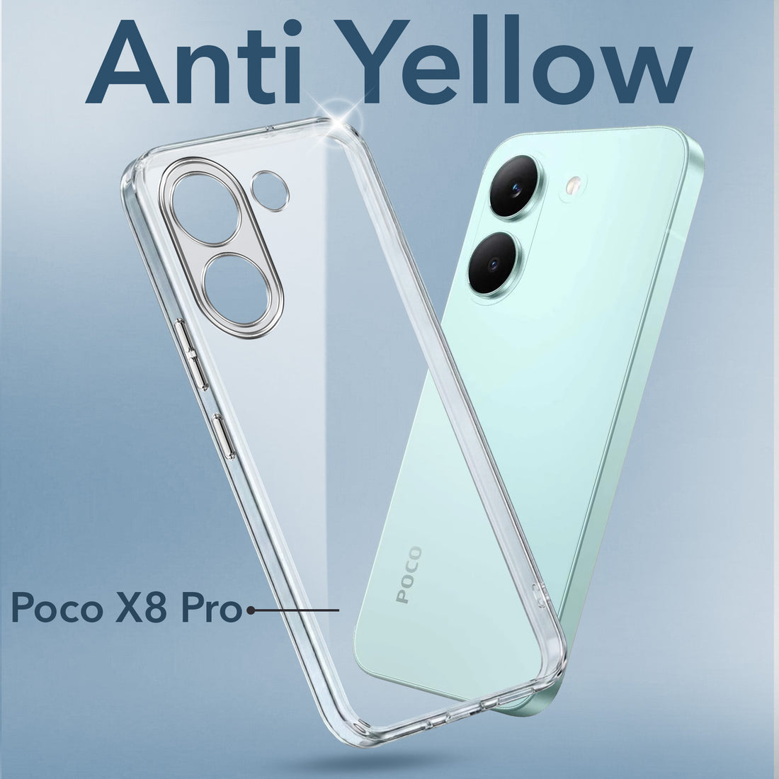 For Poco X8 Pro Back Cover Case Lifetime Anti-Yellow Clear (Sleek Hard Crystal | Shockproof and Camera Protection)