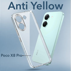 For Poco X8 Pro Back Cover Case Lifetime Anti-Yellow Clear (Sleek Hard Crystal | Shockproof and Camera Protection)