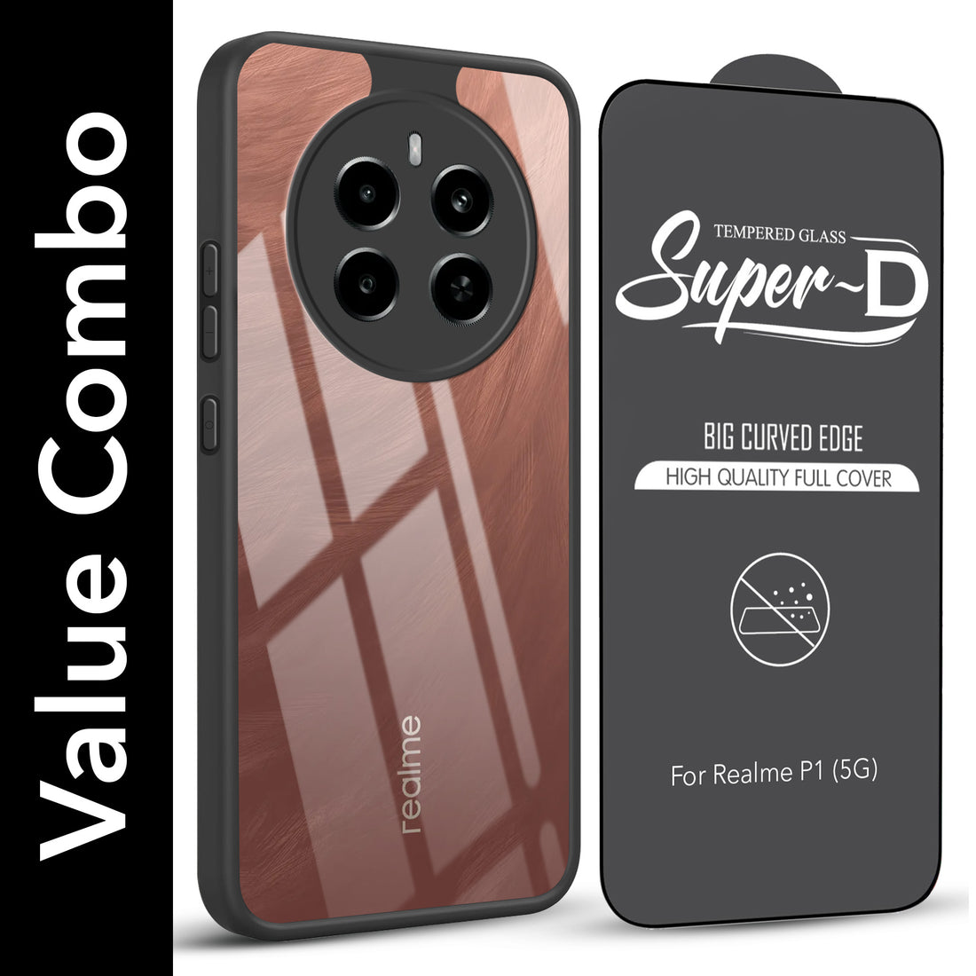 For Realme P1 5G Combo with Back Cover and 9H Tempered Glass (Lifetime Anti-Yellow | Crystal Clear Shockproof | Oleophobic Coating Screen Glass)