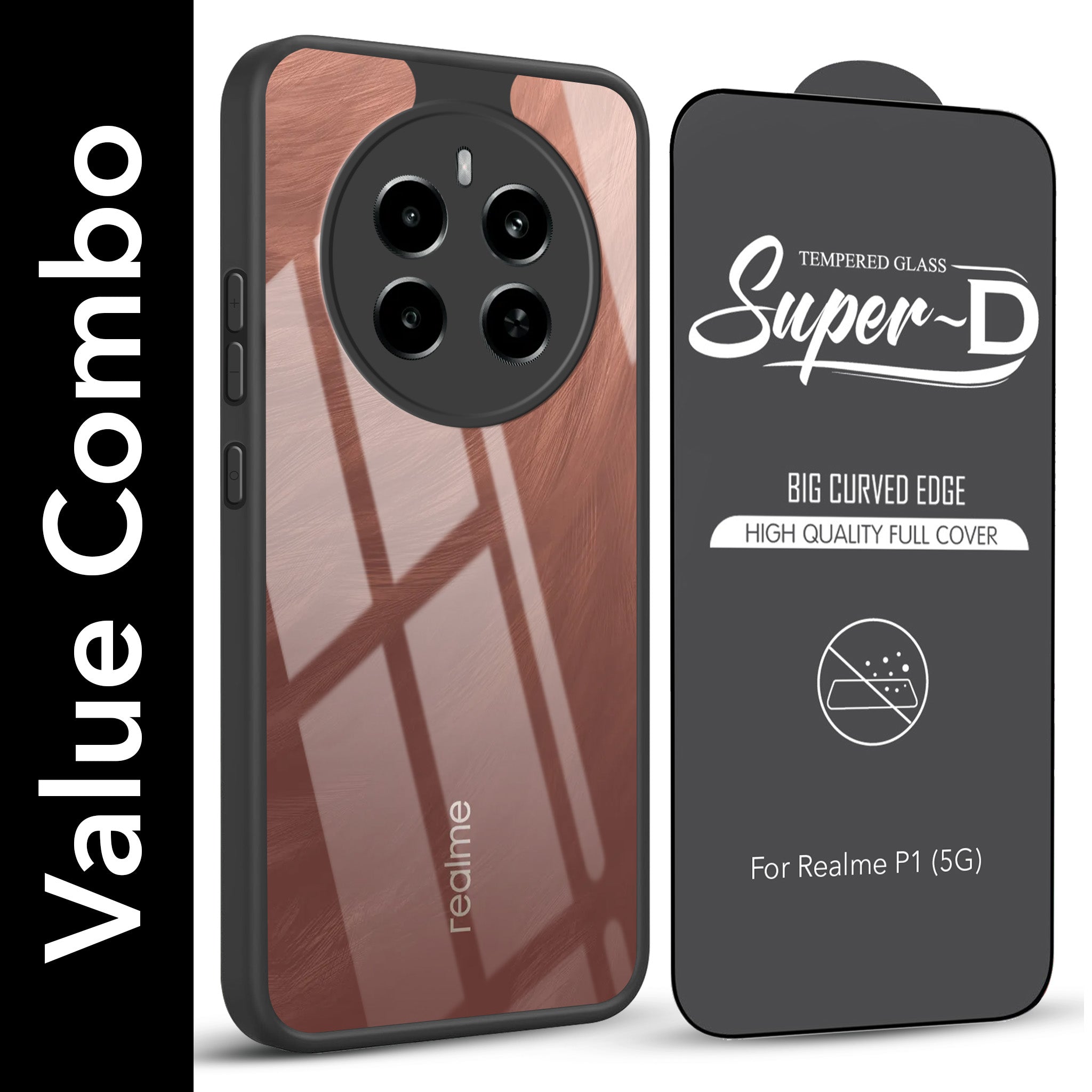 For Realme P1 5G Combo with Back Cover and 9H Tempered Glass (Lifetime Anti-Yellow | Crystal Clear Shockproof | Oleophobic Coating Screen Glass)