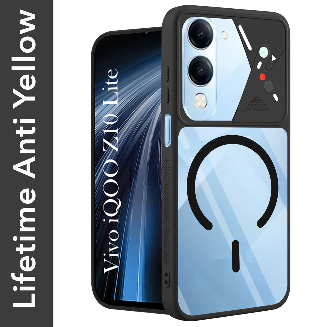For Vivo iQOO Z10 Lite Back Cover Case Lifetime Anti-Yellow Clear (Camera Protection | Side Grip | Wireless MagSafe Compatible)