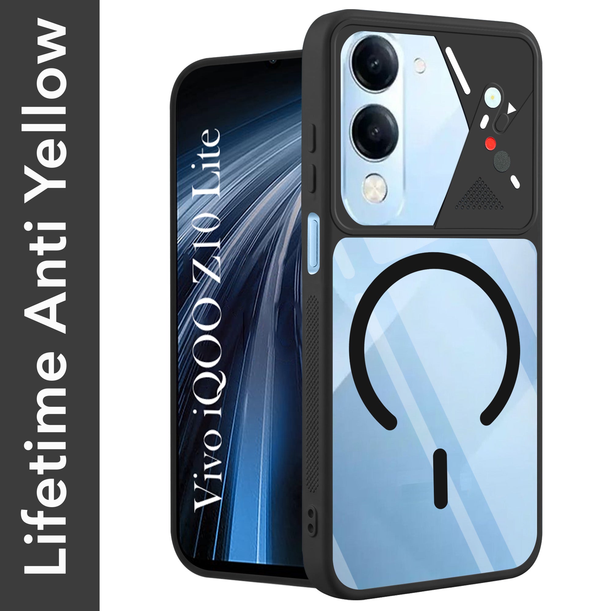 For Vivo iQOO Z10 Lite Back Cover Case Lifetime Anti-Yellow Clear (Camera Protection | Side Grip | Wireless MagSafe Compatible)