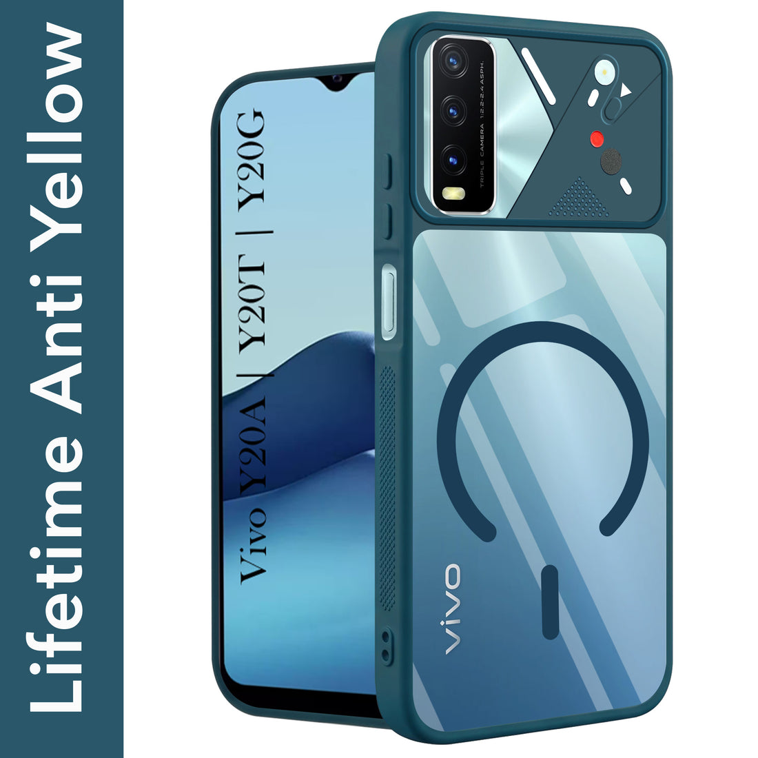 For Vivo Y20A | Y20T | Y20G Back Cover Case Lifetime Anti-Yellow Clear (Camera Protection | Side Grip | Wireless MagSafe Compatible)