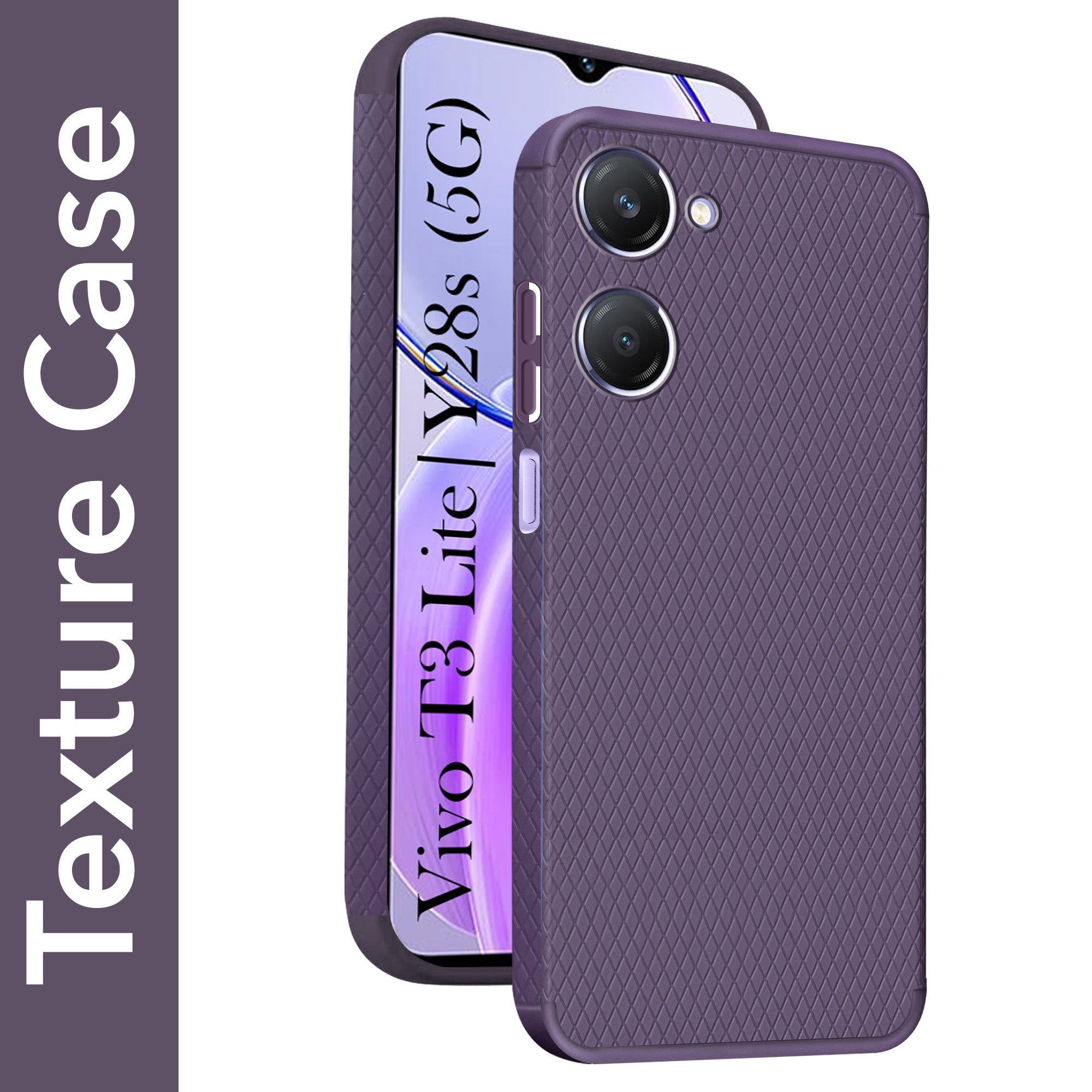 For Vivo Y28s 5G | Vivo T3 Lite 5G Back Cover Case(Liquid Silicone | Side Grip | Camera Protection)