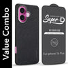 For Apple iPhone 16 Plus Combo with Back Cover and 9H Tempered Glass (Textured Grip Design | Micro-Fiber Cloth Inside | Oleophobic Coating Screen Glass)