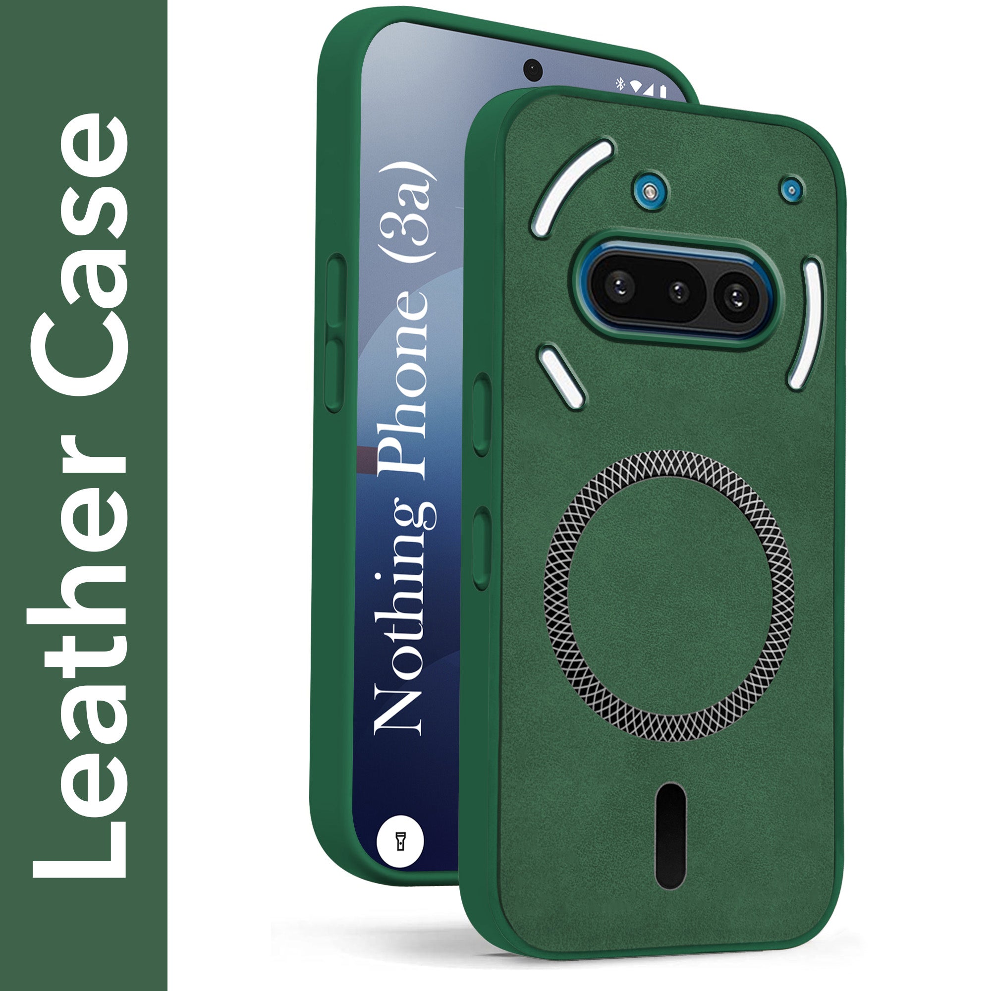 For Nothing Phone 3A 5G Back Cover Case Leather Finish (MagSafe Compatible Wireless Charging | Soft Touch | Camera Bump Protection)